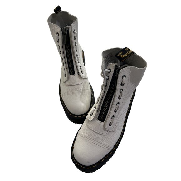 Dr. Martens Sinclair Milled Nappa Leather Platform Boots in White - Picture 1 of 8